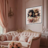 Twee Meisjes  Doll Core Whimsical Canvas Afdruk