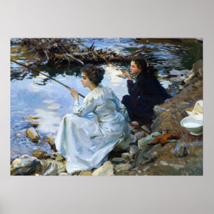 Twee meisjes Gevist door John Singer Sargent Poster