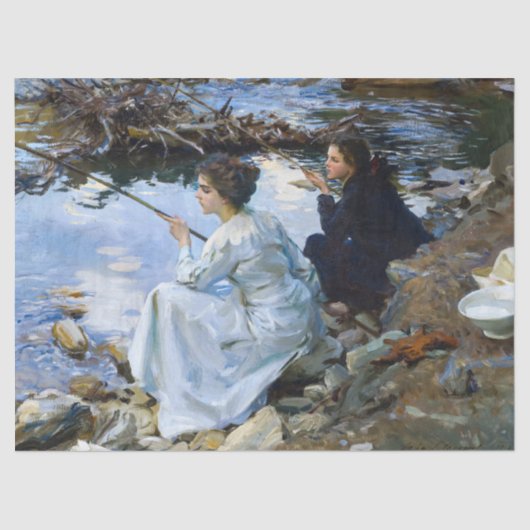 Twee meisjes Gevist door John Singer Sargent Tissuepapier (Voorkant)