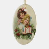 Twee Meisjes Holly Gift - Francis Brundage Keramisch Ornament (Rechts)
