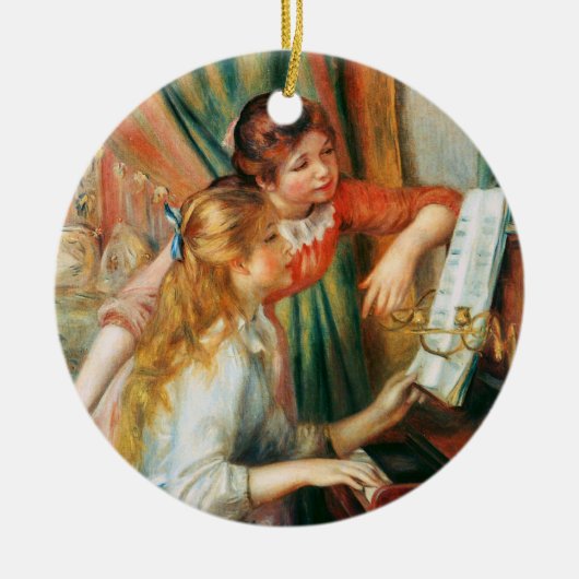 Twee meisjes in de Piano, Pierre Auguste Renoir Keramisch Ornament (Voorkant)