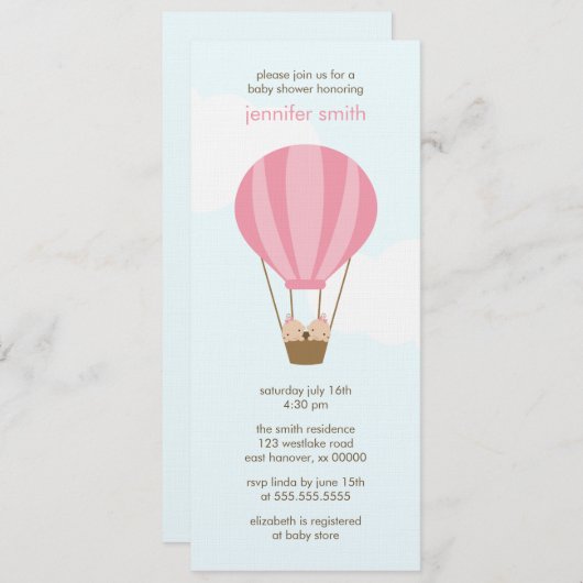 Twee meisjes in een ballonvaardig Baby shower Kaart (Voorkant / Achterkant)