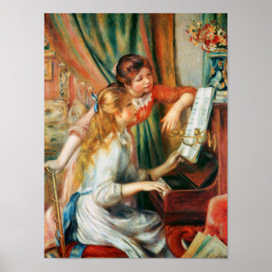 Twee meisjes in Piano door Renoir Poster