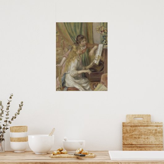 Twee meisjes in Piano door Renoir Poster (Keuken)