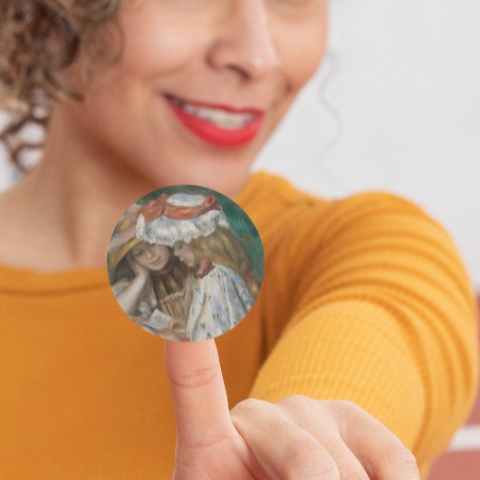 Twee meisjes lezen, Auguste Renoir Art Ronde Sticker