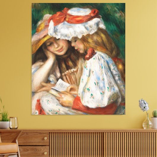 Twee Meisjes Lezen door Pierre-Auguste Canvas Afdruk (Insitu (Woonkamer))