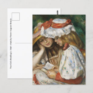 Twee meisjes lezen door Pierre-Auguste Renoir. Briefkaart