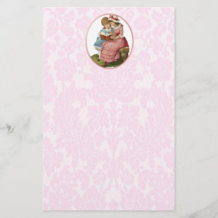 Twee meisjes lezen een boek briefpapier