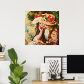 Twee meisjes lezen in een tuinrenoir Fine Art Poster (Thuiskantoor)