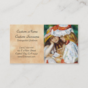 Twee meisjes lezen Pierre Auguste Renoir schilderi Visitekaartje