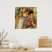 Twee meisjes lezen - Renoir Impressionist Painting Poster (Keuken)