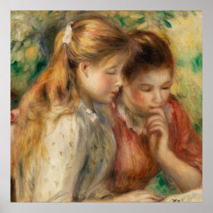 Twee meisjes lezen - Renoir Impressionist Painting Poster