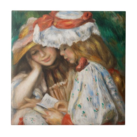 Twee meisjes lezen - Renoir Impressionist Painting Tegeltje (Voorkant)