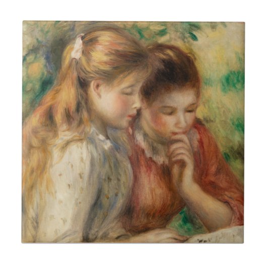Twee meisjes lezen - Renoir Impressionist Painting Tegeltje (Voorkant)