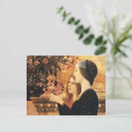 Twee meisjes met een oleander van Gustav Klimt Briefkaart (Staand voorkant)