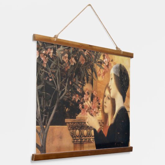 Twee meisjes met een oleander van Gustav Klimt Hangend Wandkleed (Gebogen)