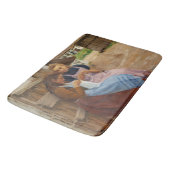 Twee Meisjes Met Naaldwerk Zittend In Een Boerderi Badmat (Gekanteld)