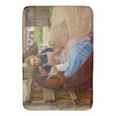 Twee Meisjes Met Naaldwerk Zittend In Een Boerderi Badmat (Voorkant Verticaal)