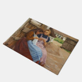 Twee Meisjes Met Naaldwerk Zittend In Een Boerderi Deurmat (Schuin)