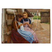 Twee Meisjes Met Naaldwerk Zittend In Een Boerderi Groot Cadeauzakje (Achterkant)