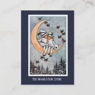 Twee meisjes op het Moon Imaginative Visitekaartje