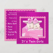 Twee meisjes PINK Baby Shower-uitvindingen Kaart (Voorkant / Achterkant)