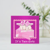 Twee meisjes PINK Baby Shower-uitvindingen Kaart (Staand voorkant)