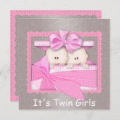 Twee meisjes PINK Baby Shower-uitvindingen Kaart (Voorkant / Achterkant)