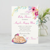 Twee meisjes! Sweet Stork Baby shower Uitnodiging (Staand voorkant)