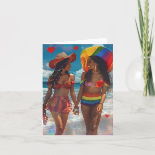 Twee Meisjes Valentijns Liefde Digitale Kunst Feestdagen Kaart (Voorkant)