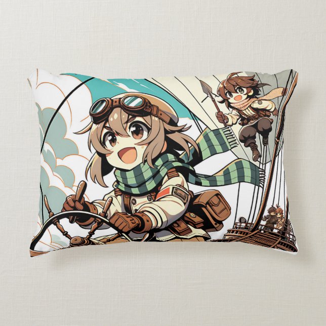 Twee meisjes varen op een schip accent kussen (Voorkant)