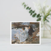 Twee meisjes vissen, beeldende kunst briefkaart (Staand voorkant)