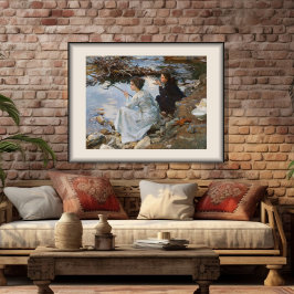 Twee meisjes vissen, Sargent 1918 Poster