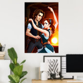 Twee mensen dansen | AI Art Poster (Thuiskantoor)