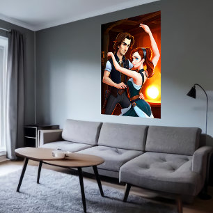 Twee mensen dansen   AI Art Poster