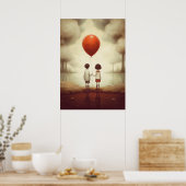 Twee mensen die handen vasthouden met een rode bal poster (Keuken)