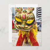 Twee mensen in Chinese draak kostuum, Qingdao, Briefkaart (Voorkant / Achterkant)