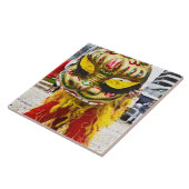 Twee mensen in het Chinese drakenkostuum Qingdao, Tegeltje (Zijkant)