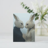 Twee mensen in konijnenmaskers briefkaart (Staand voorkant)