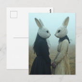 Twee mensen in konijnenmaskers in mist briefkaart (Voorkant / Achterkant)