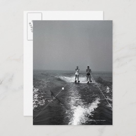 Twee mensen waterskiën briefkaart (Voorkant / Achterkant)
