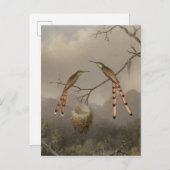 Twee mensvogels met hun jongen briefkaart (Voorkant / Achterkant)