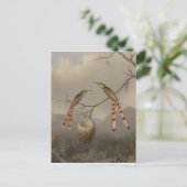 Twee mensvogels met hun jongen briefkaart (Staand voorkant)