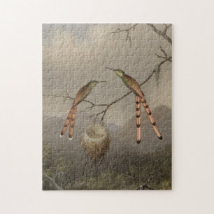 Twee mensvogels met hun jongen legpuzzel