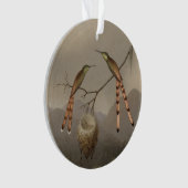 Twee mensvogels met hun jongen ornament (voorkant)