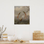 Twee mensvogels met hun jongen poster (Keuken)