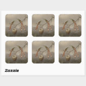 Twee mensvogels met hun jongen vierkante sticker (Vel)