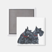 Twee merkwaardige Schotse Terriers Magneet (Voorkant / Achterkant)