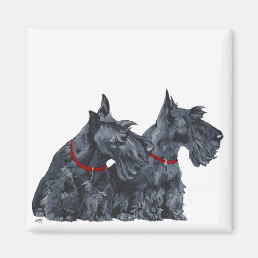 Twee merkwaardige Schotse Terriers Magneet (Voorkant)