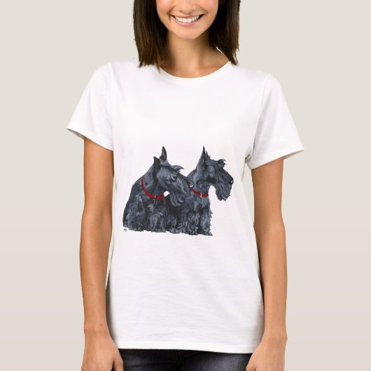 Twee merkwaardige Schotse Terriers T-shirt (Voorkant)
